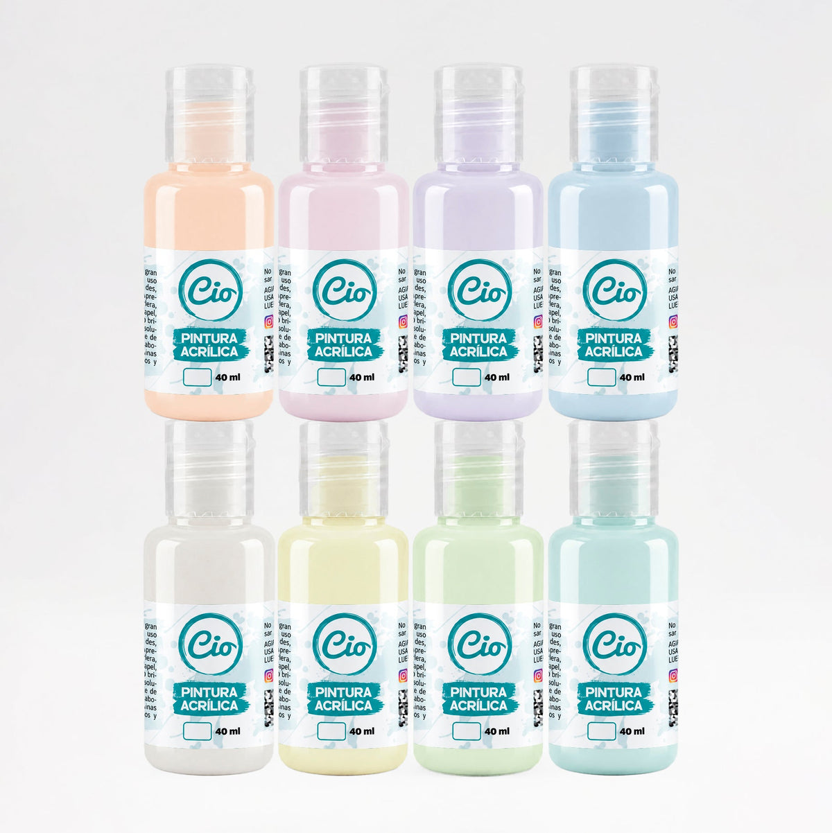 Set Tonos Pastel - Pinturas Acrílicas 40ml - Cio Manualidades