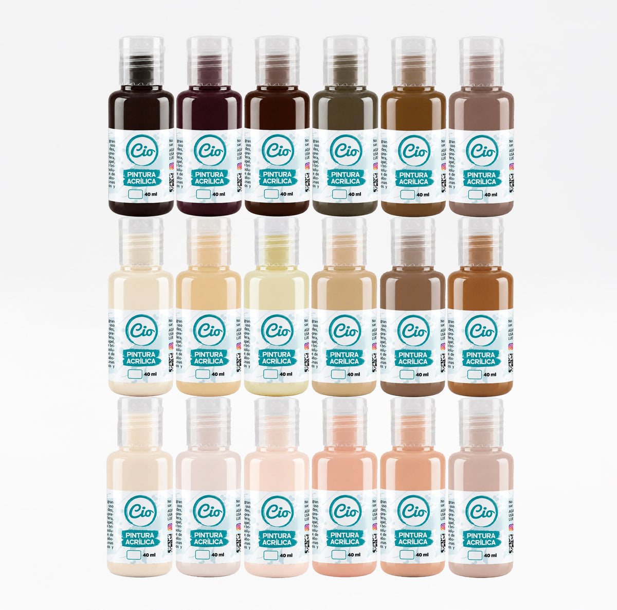 Set Tonos Piel - Pinturas Acrílicas 40ml - Cio Manualidades