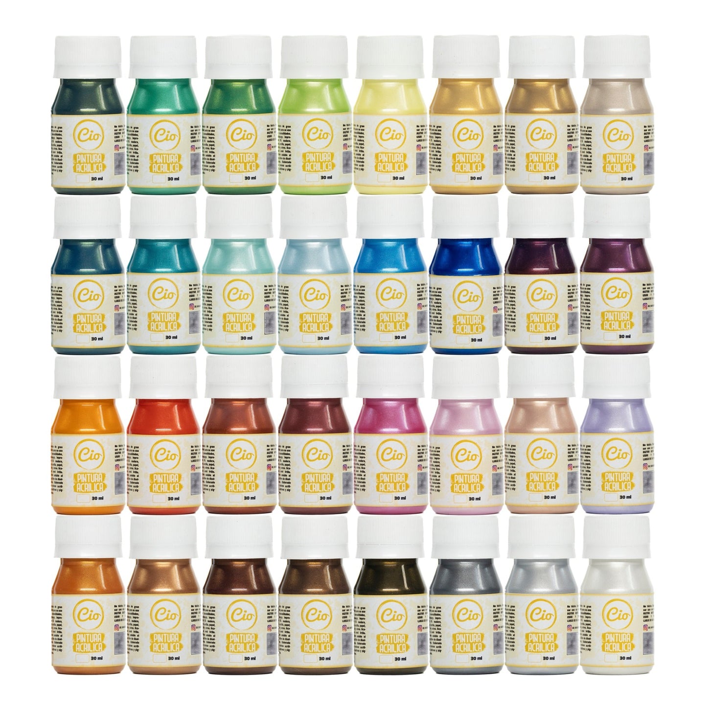Set 32 Pinturas Metalizadas 30ml - Cio Manualidades