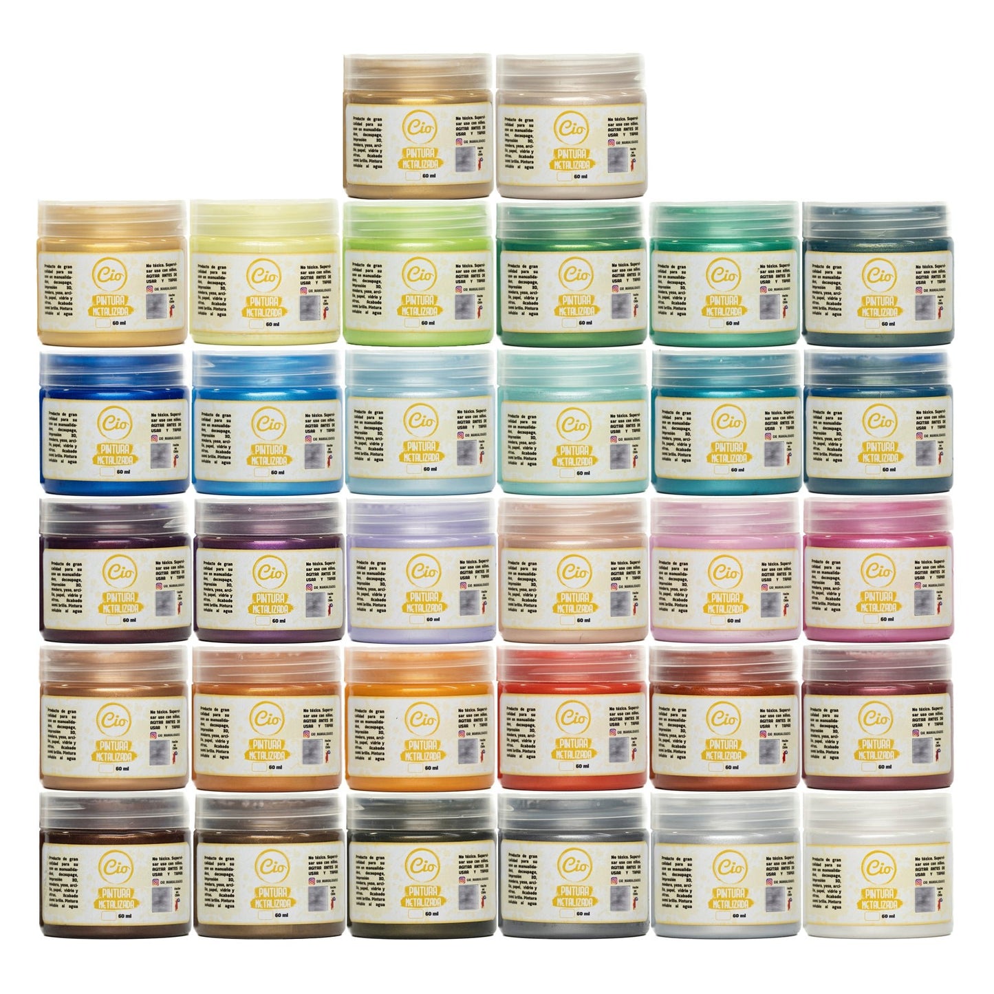 Set 32 Pinturas Metalizadas 60ml - Cio Manualidades