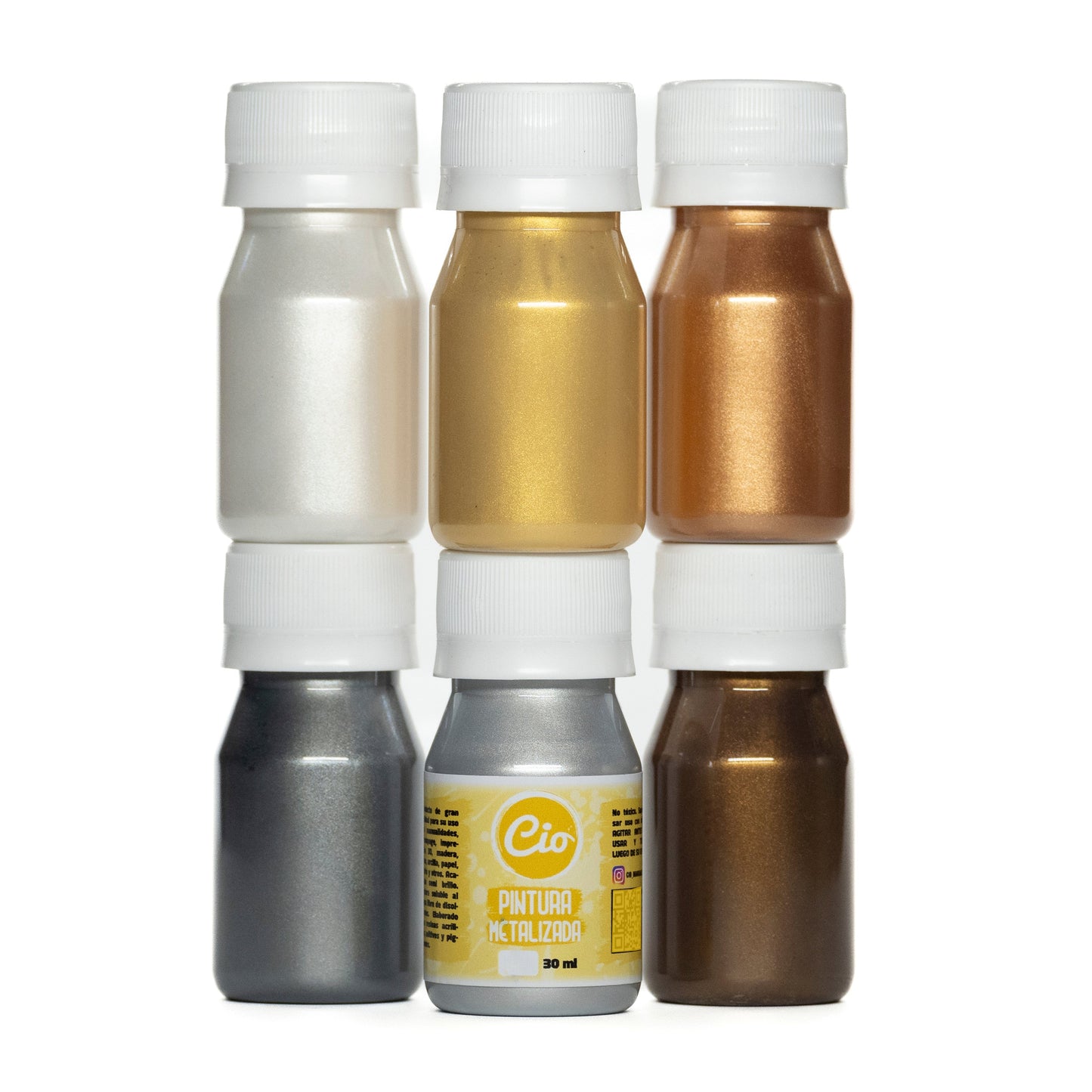 Set 6 Pinturas Metalizadas 30ml - Cio Manualidades
