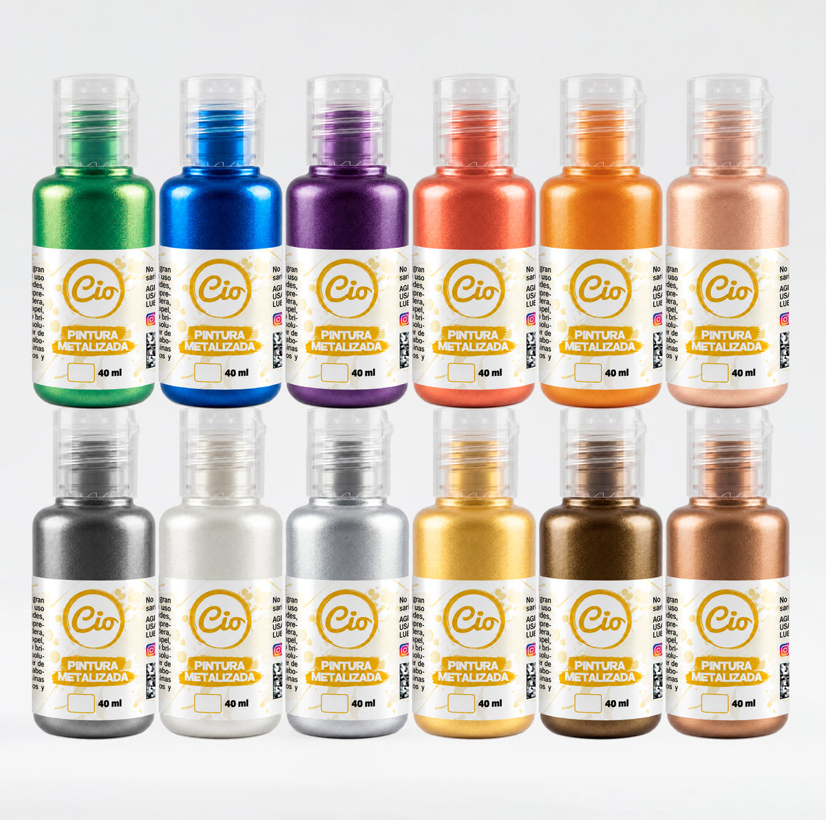 Set 12 Pinturas Metalizadas 40ml