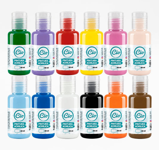 Set 12 Pinturas Acrílicas 40ml - Cio Manualidades
