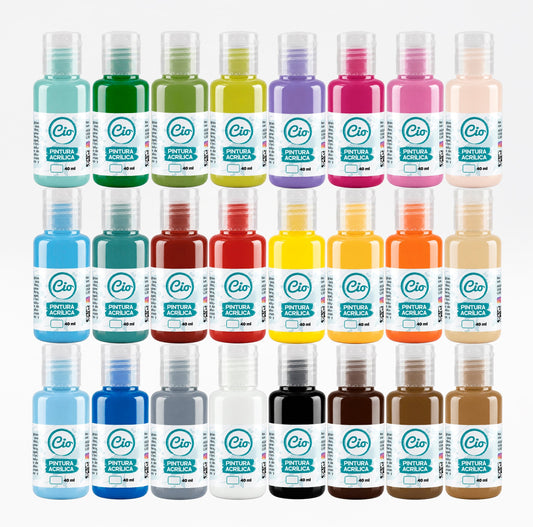 Set 24 Pinturas Acrílicas 40ml - Cio Manualidades