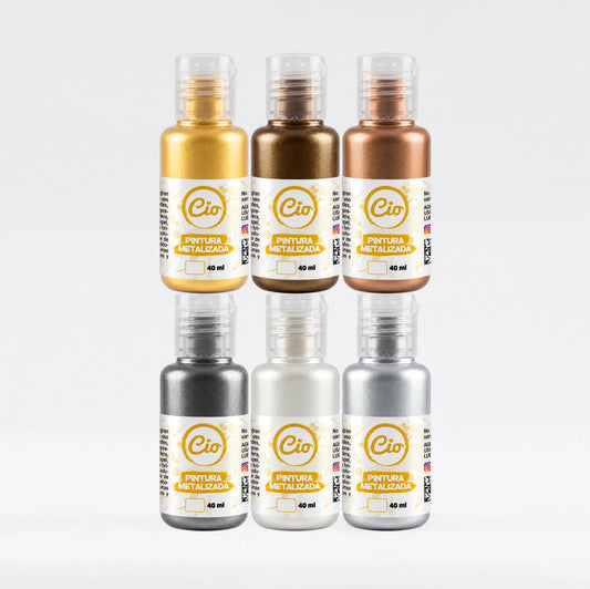 Set 6 Pinturas Metalizadas 40ml - Cio Manualidades