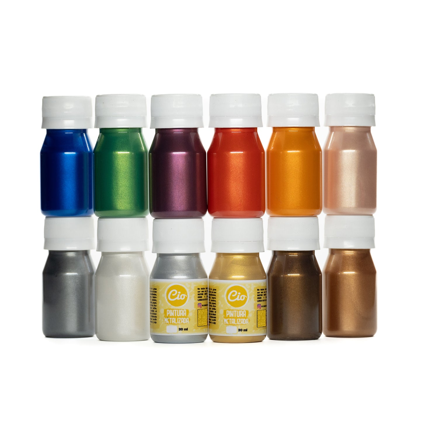 Set 12 Pinturas Metalizadas 30ml - Cio Manualidades